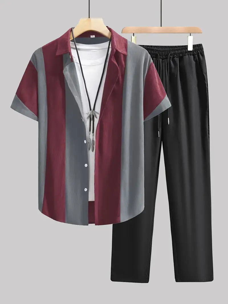 Casual Fashion Short Sleeve Shirt Trousers