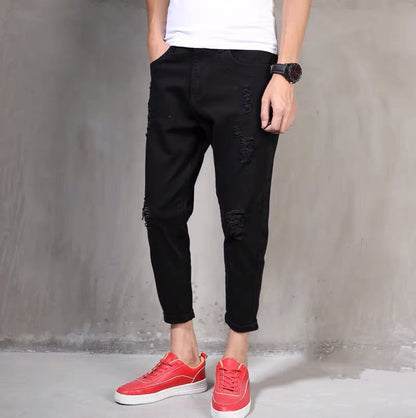 Ripped Harem Pants Men's Casual White Pants