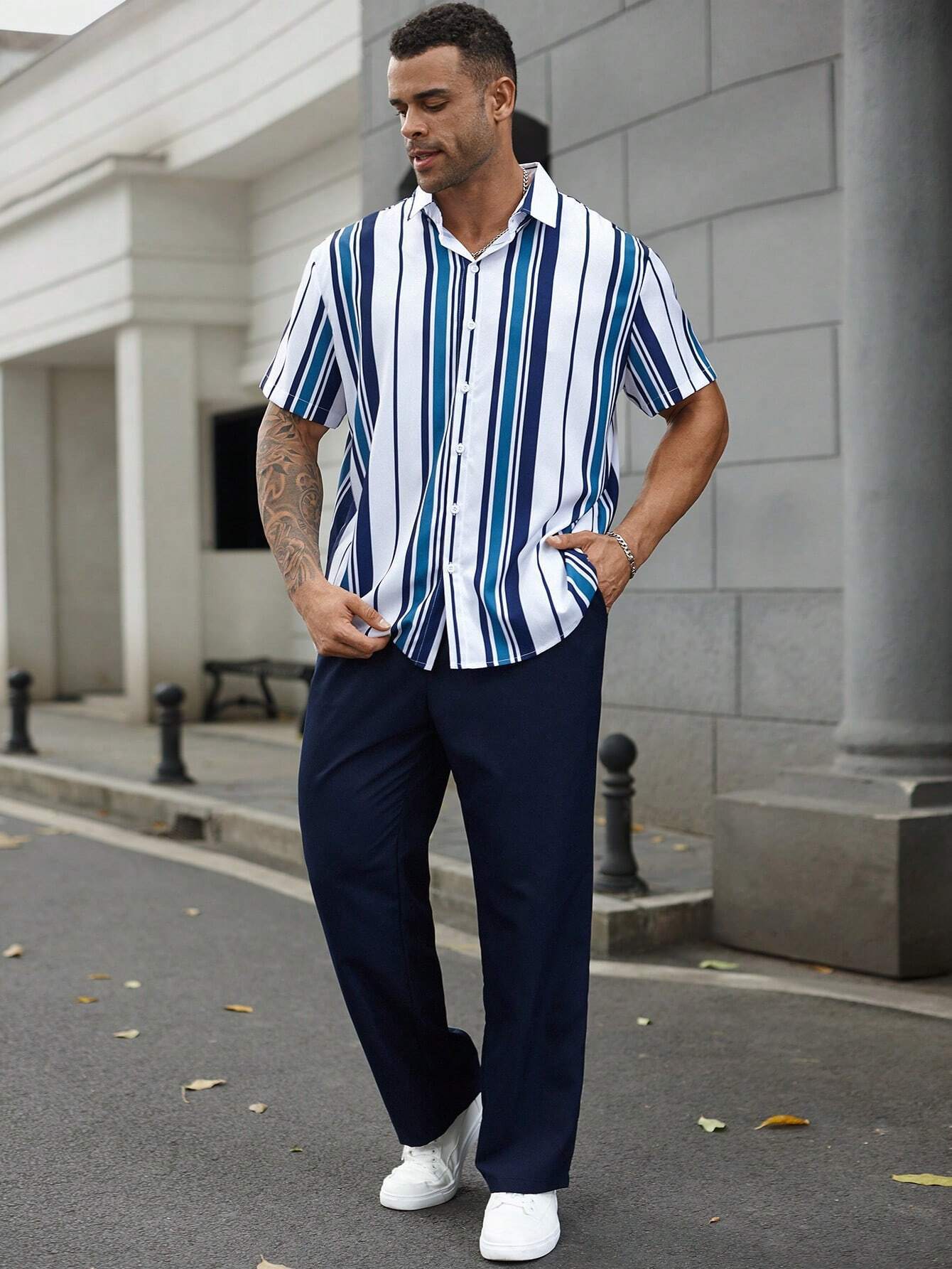 Casual Fashion Short Sleeve Shirt Trousers