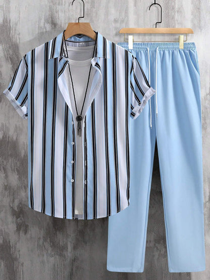 Casual Fashion Short Sleeve Shirt Trousers