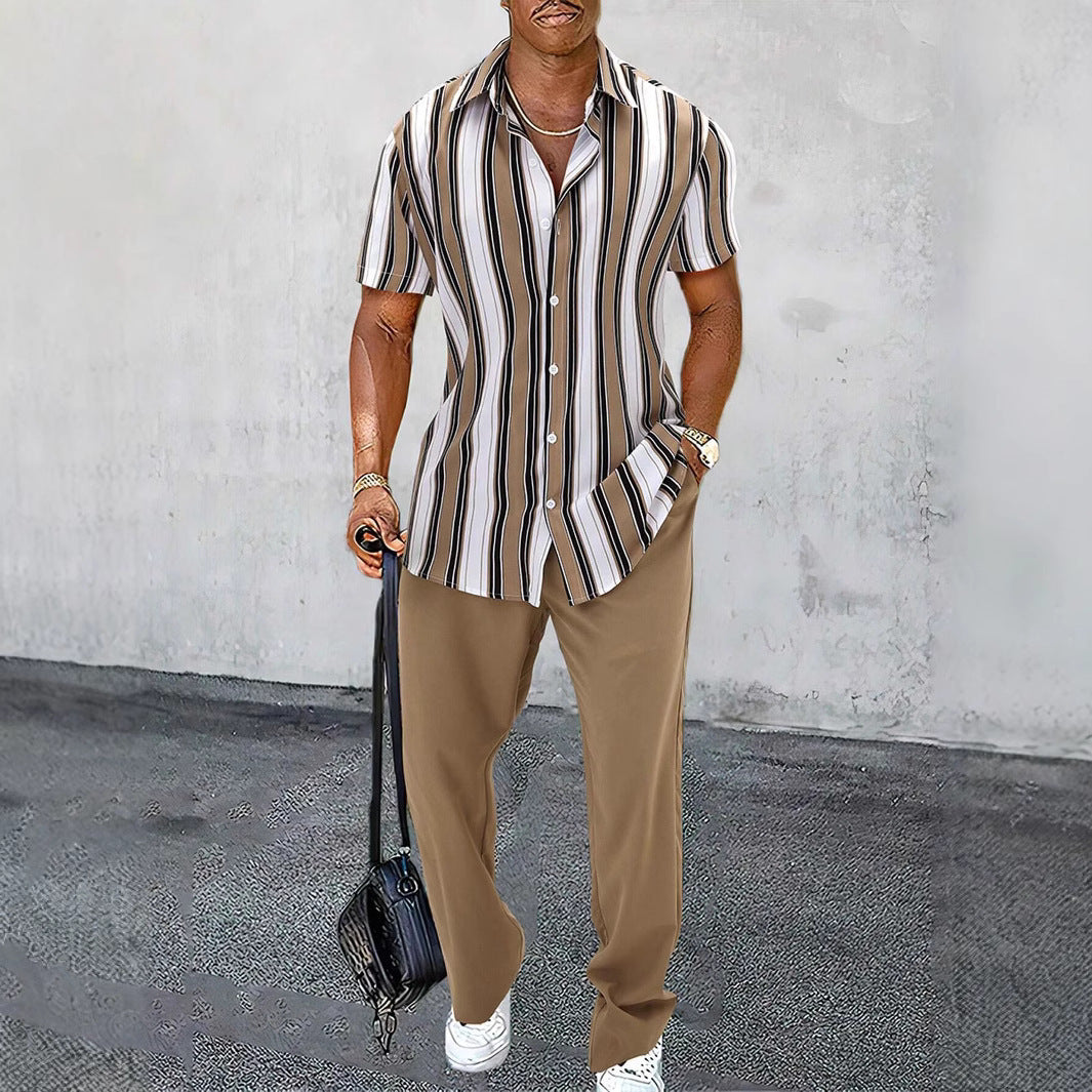 Casual Fashion Short Sleeve Shirt Trousers