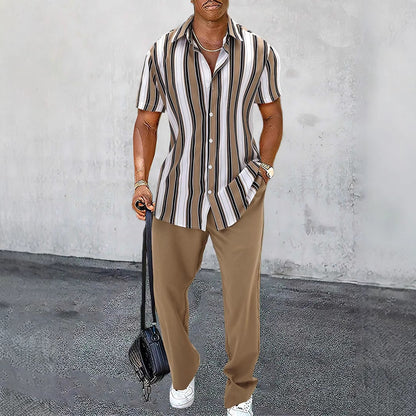 Casual Fashion Short Sleeve Shirt Trousers