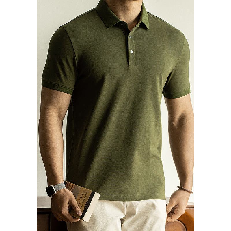 Long-staple Cotton Polo Shirt Short Sleeve Lapel T-shirt