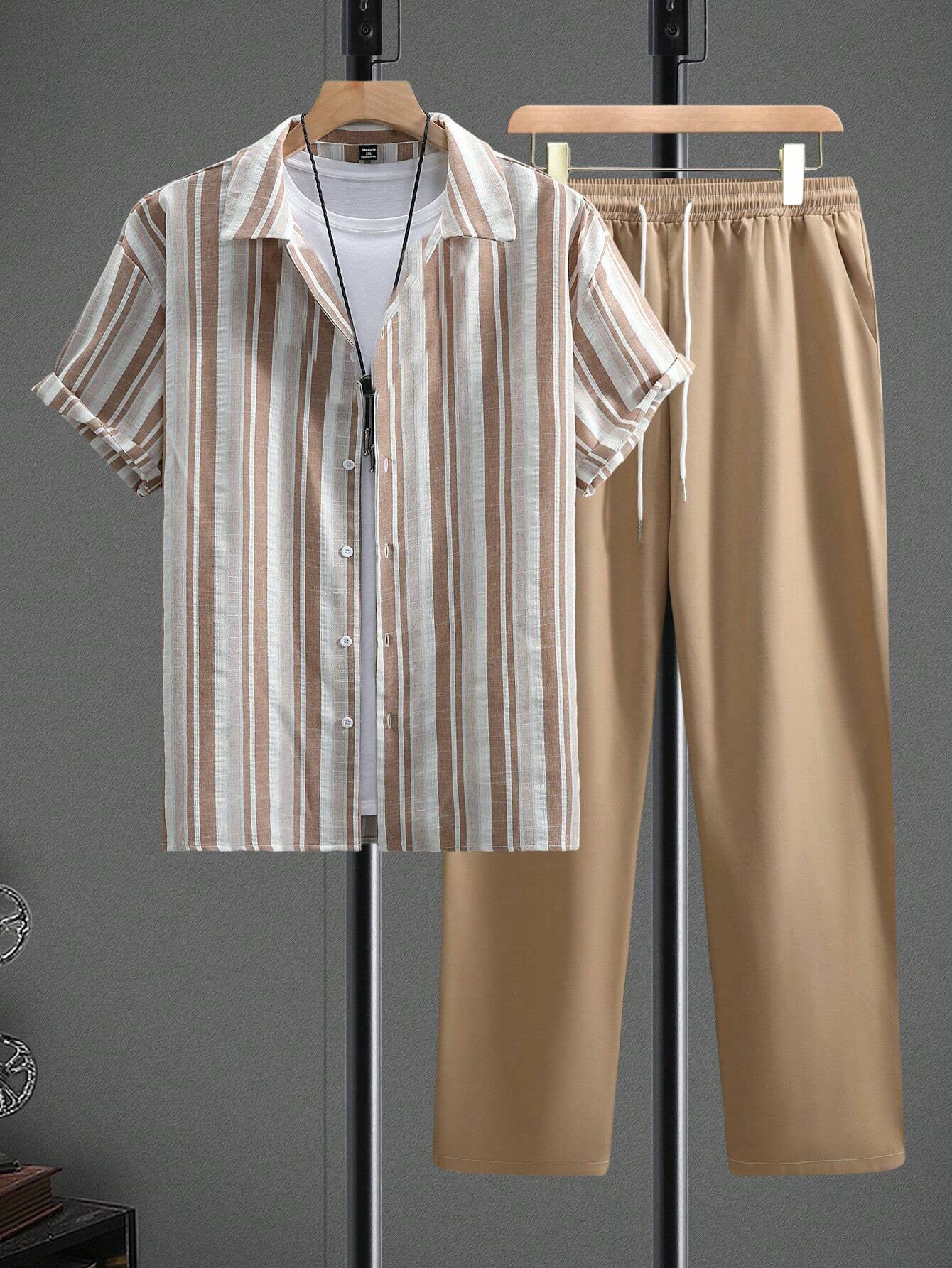 Casual Fashion Short Sleeve Shirt Trousers