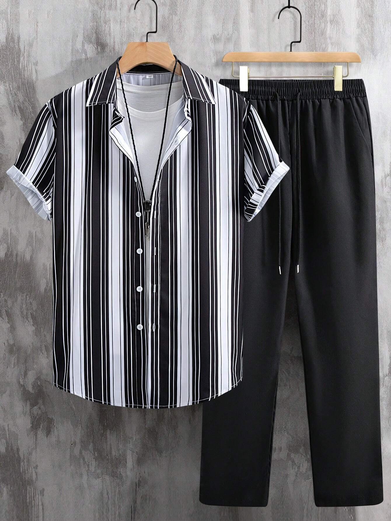 Casual Fashion Short Sleeve Shirt Trousers