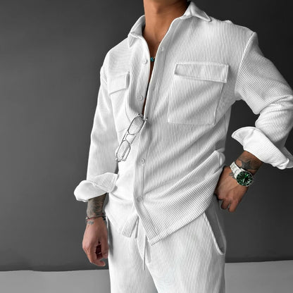 New Men's Shirt New Long Sleeve Lapel