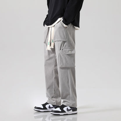 Men's Loose All-matching Corduroy Multi-pocket Straight Cargo Pants