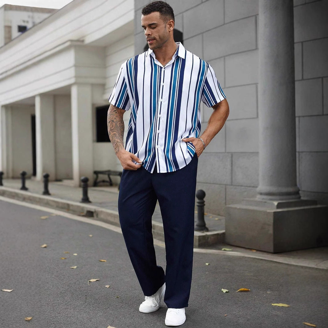 Casual Fashion Short Sleeve Shirt Trousers